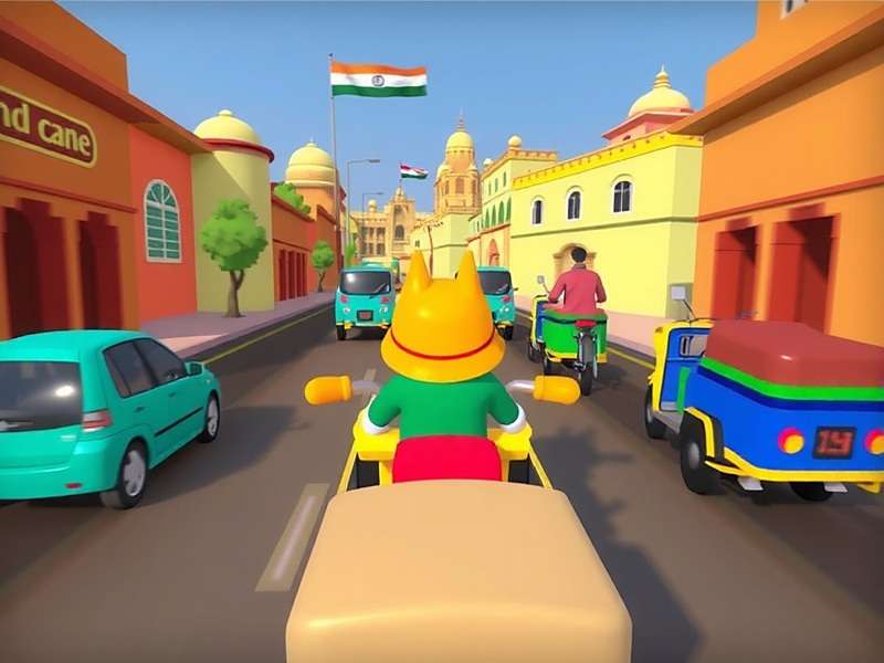 Rickshaw Legends India multiplayer mode showing rickshaw race in Jaipur