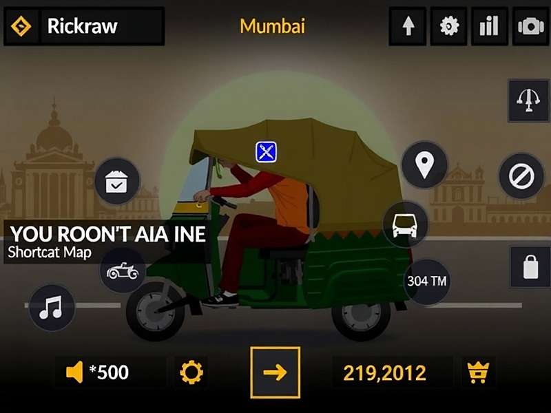 Rickshaw Legends India player guide showing shortcut map in Mumbai